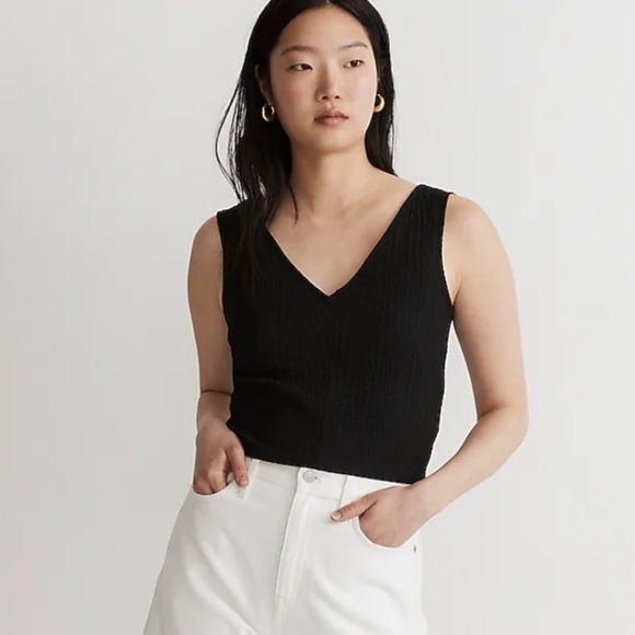 Madewell vneck sleeveless crop top true black - Picture 1 of 6
